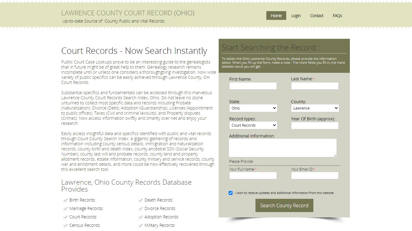 Lawrence County, Ohio Public Court Records Index