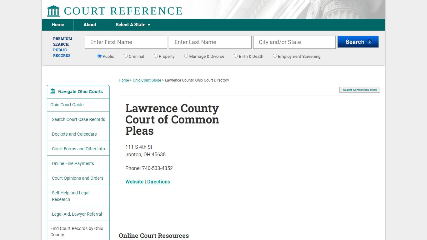 Lawrence County Court of Common Pleas - Courtreference.com